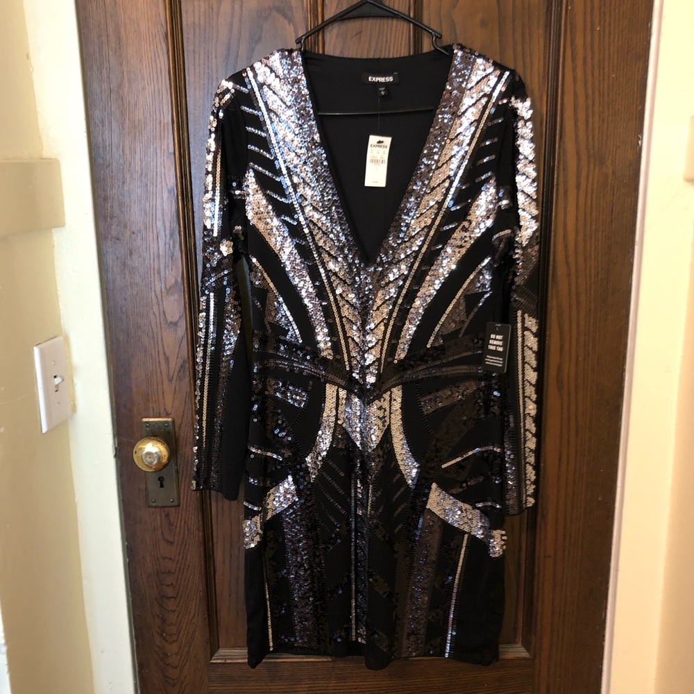 Sequin Express Long Sleeve Dress